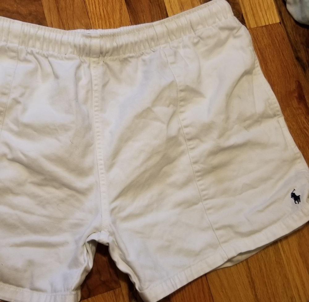 White drawstring polo shorts